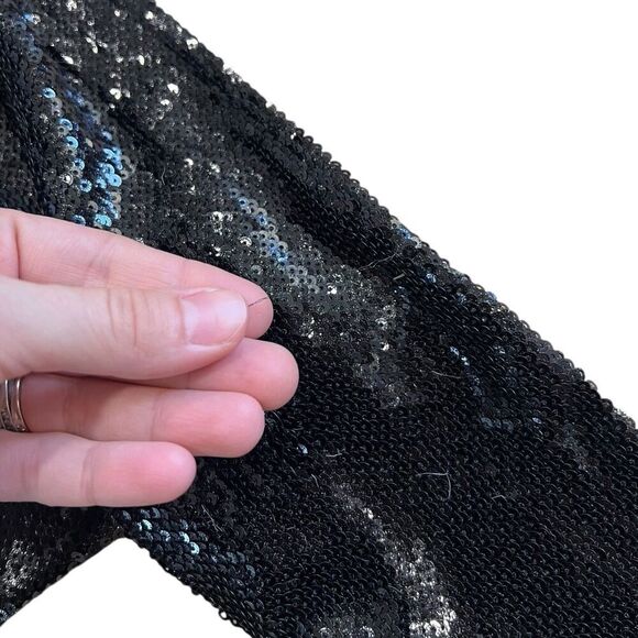 Toccin NY Black Sequin Tie Front Mock Neck Mini Dress 8 - Picture 4 of 6